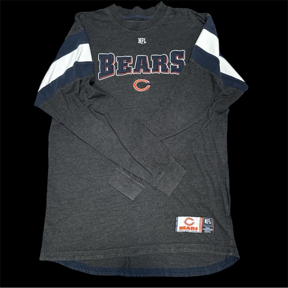 NFL Team Apparel Mens Gray Graphic Long Sleeve Shirt Chicago Bears - Size Large